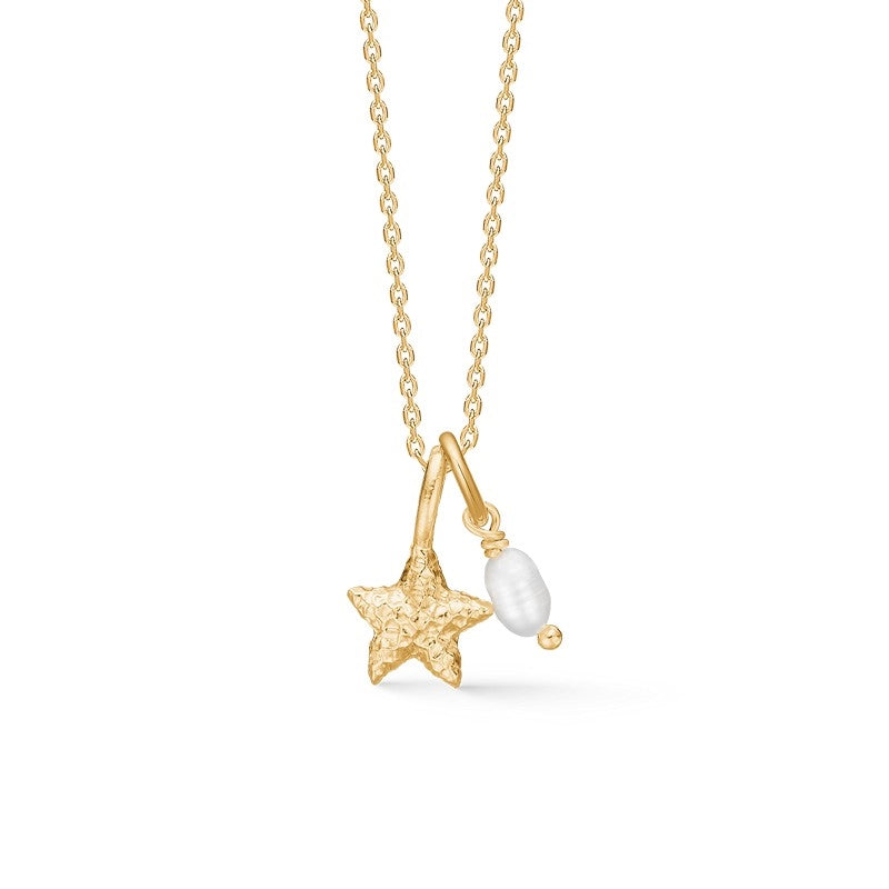 Starfish Lustre halskæde fra Studio Z i 14 karat forgyldt sølv med ferskvandsperle, 40–45 cm